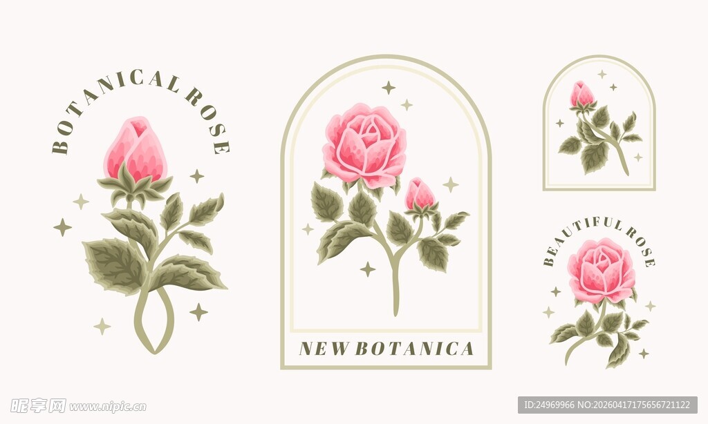 玫瑰花卉标志设计元素