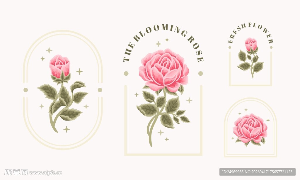 手绘粉色玫瑰花图案设计