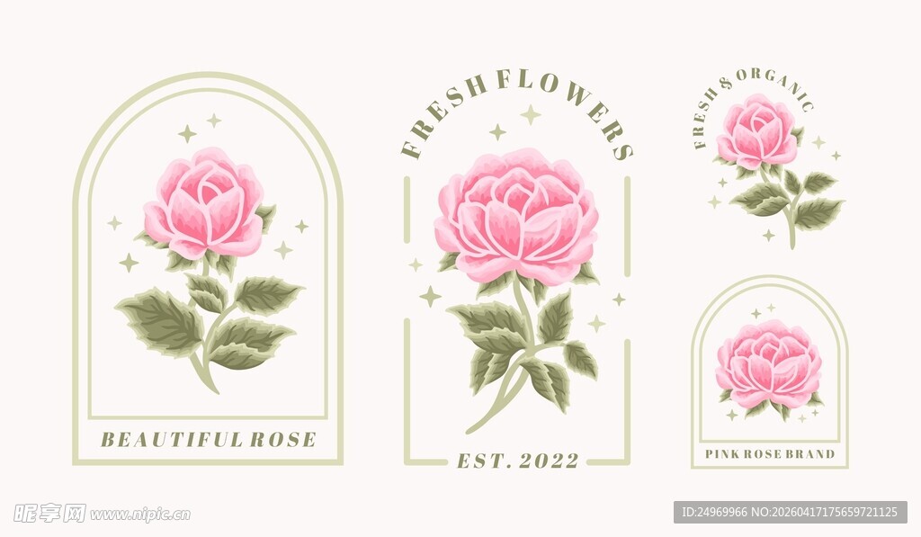 粉色玫瑰花卉装饰图案