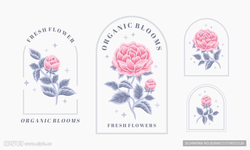 花卉图案标签设计