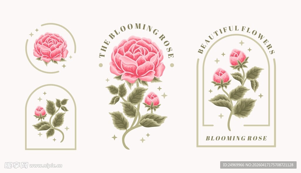 手绘玫瑰花卉图案设计