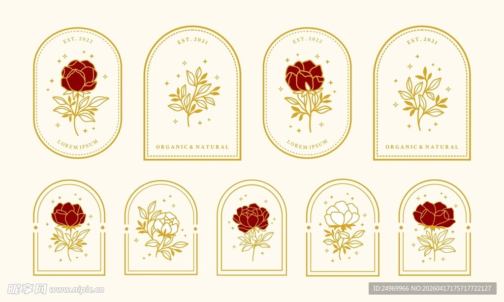 花卉装饰标签设计元素