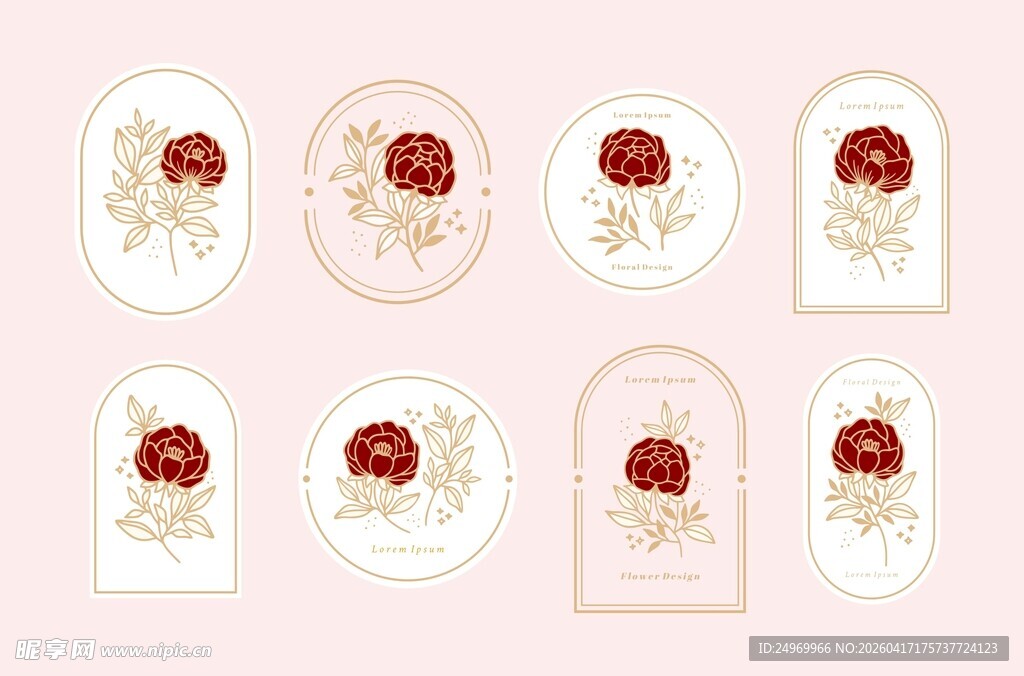 花卉装饰标签设计集合