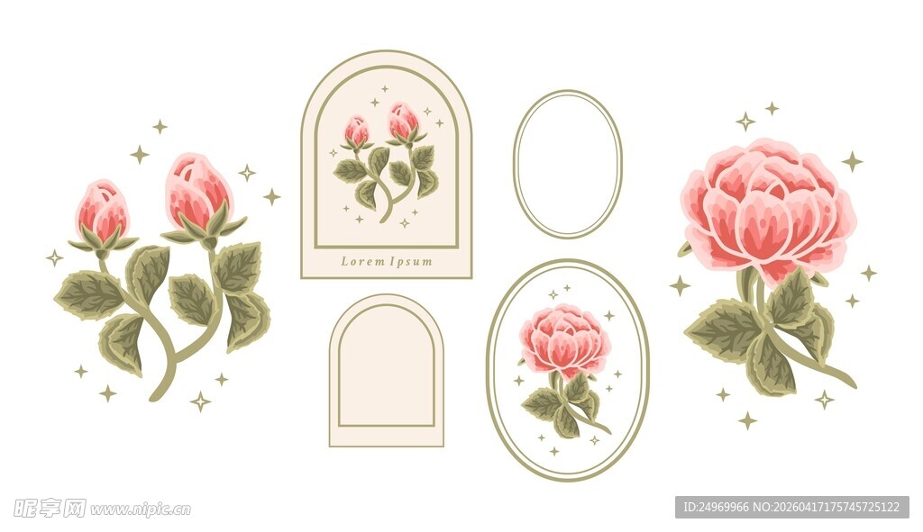 复古玫瑰装饰图案设计