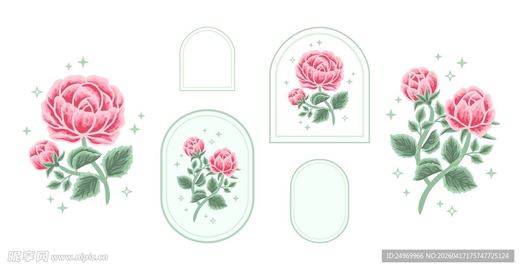 玫瑰花卉图案厨房用品设计