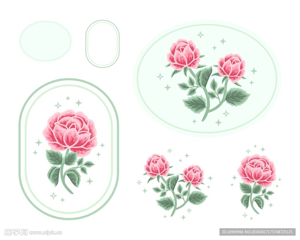 玫瑰花卉图案设计元素