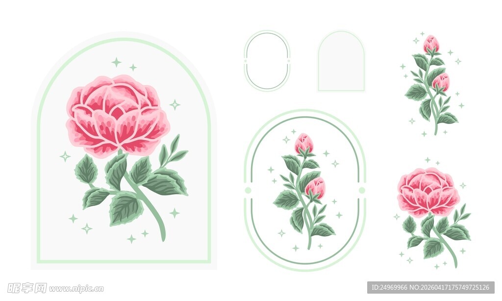 玫瑰图案装饰元素集合