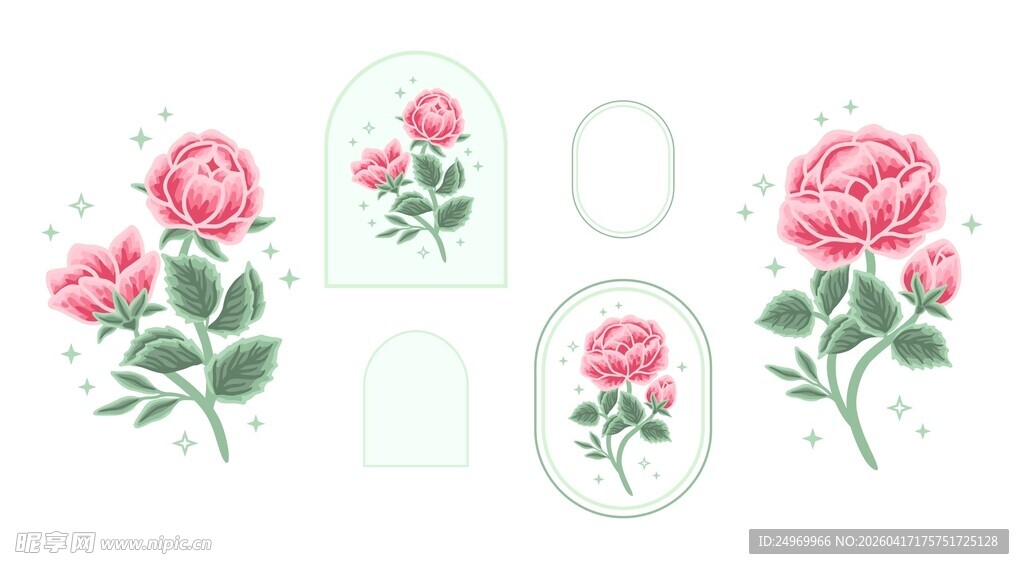 玫瑰花卉图案设计素材