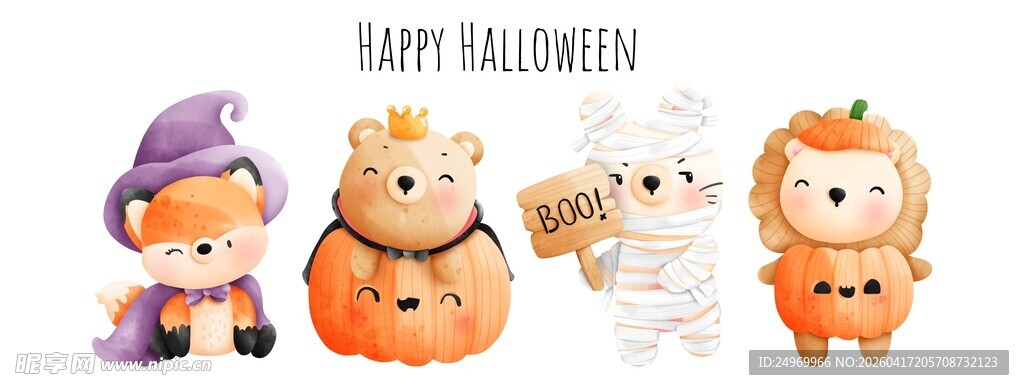 可爱万圣节儿童装扮玩偶