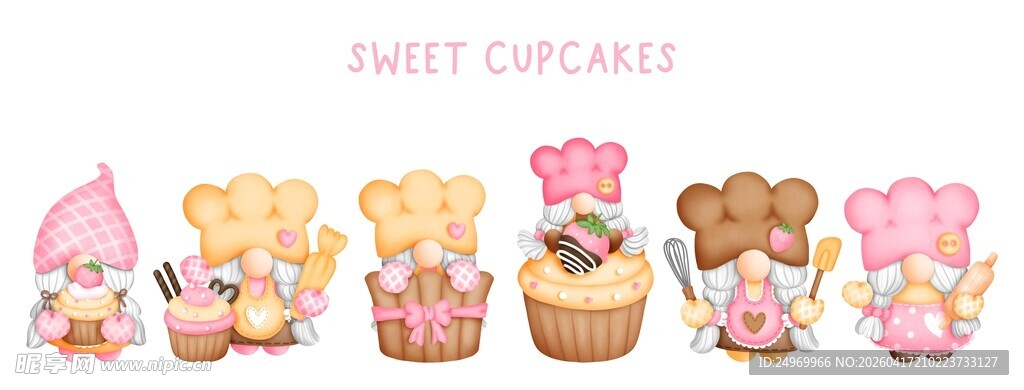 可爱卡通纸杯蛋糕插画