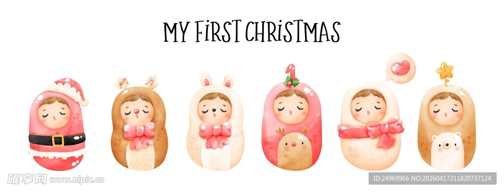 可爱圣诞娃娃装饰品