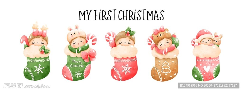 圣诞糖果袋装饰插画