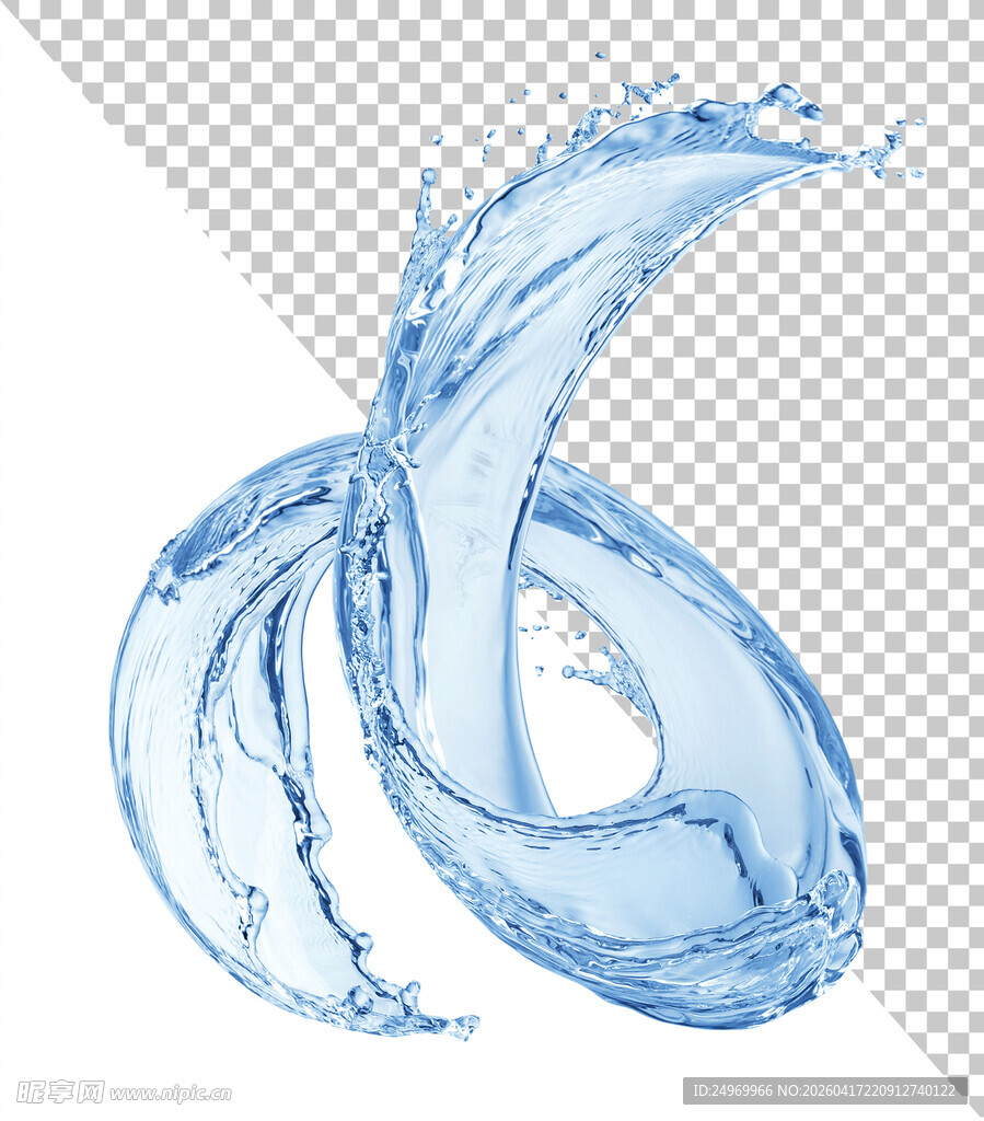 灵动蓝色水花曲线图案