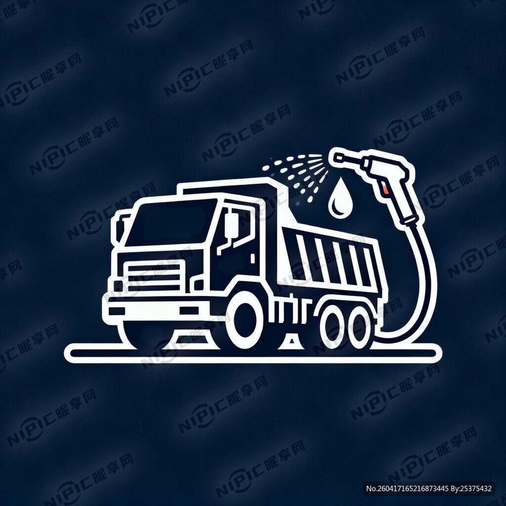 工程车洗车处矢量标识