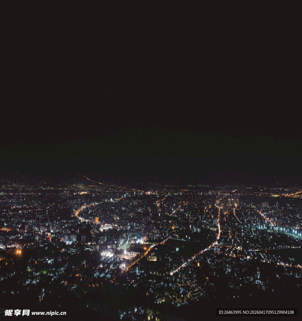 城市璀璨夜景俯瞰图