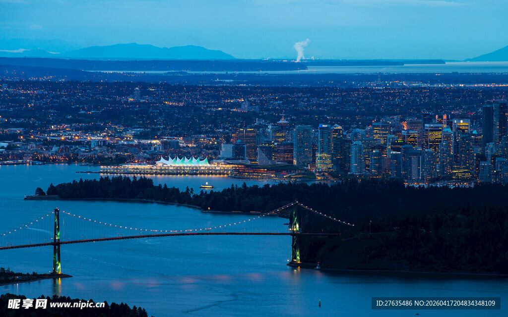 城市桥梁与天际线景观