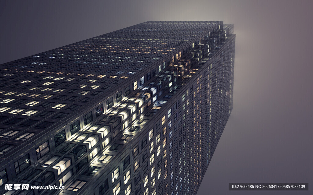 摩天大楼夜景灯光璀璨