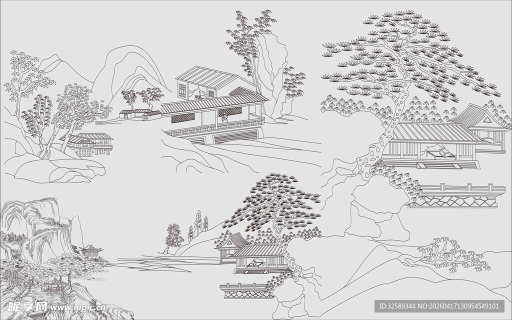 中式山水盆景艺术图景