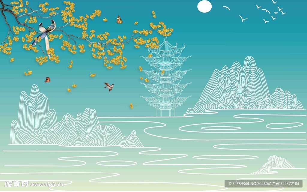 梦幻山水间的静谧秋景