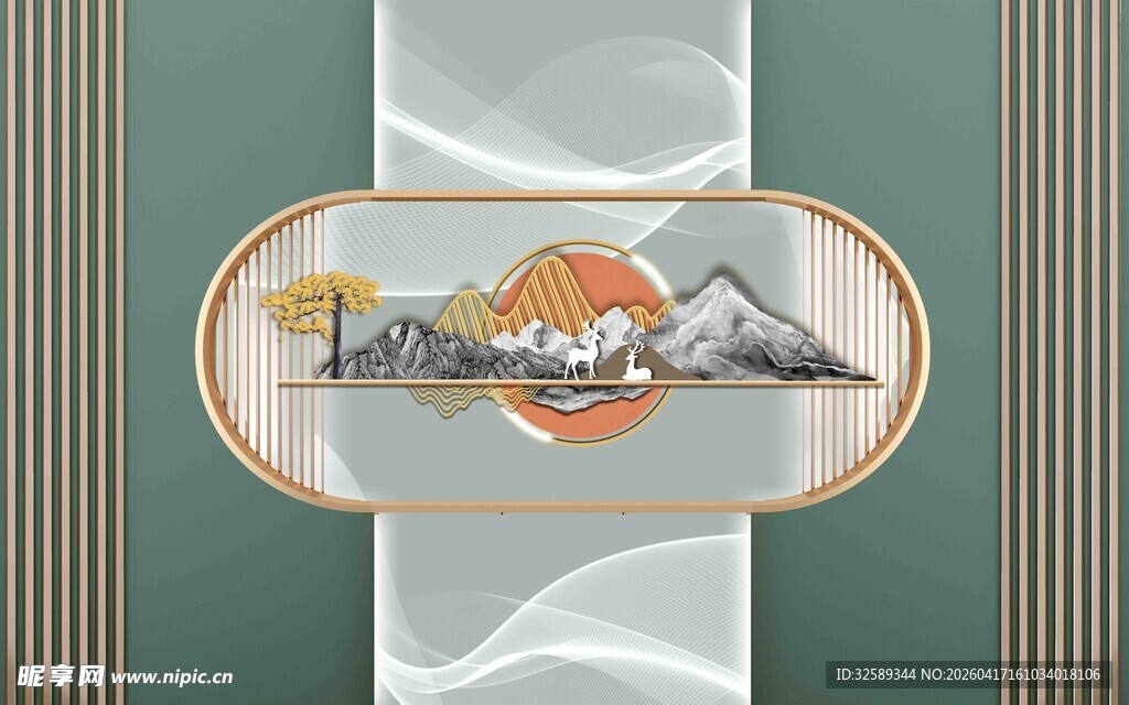 中式山水金属装饰画