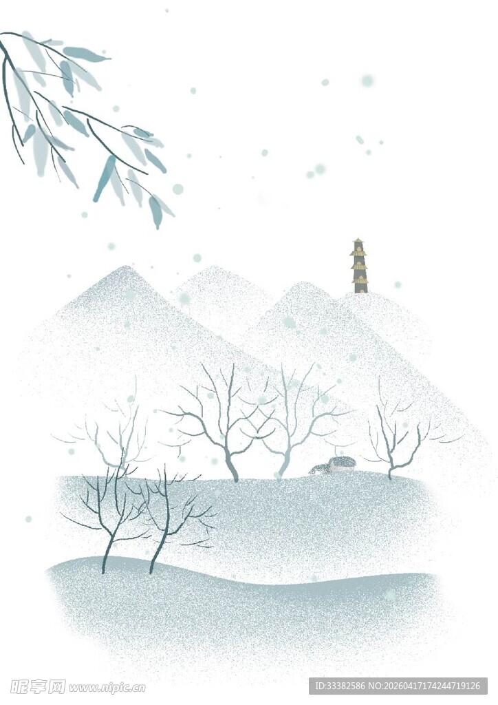 冬日雪景静谧山村