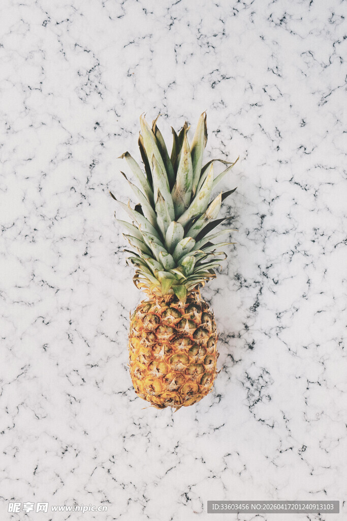 单个新鲜菠萝特写