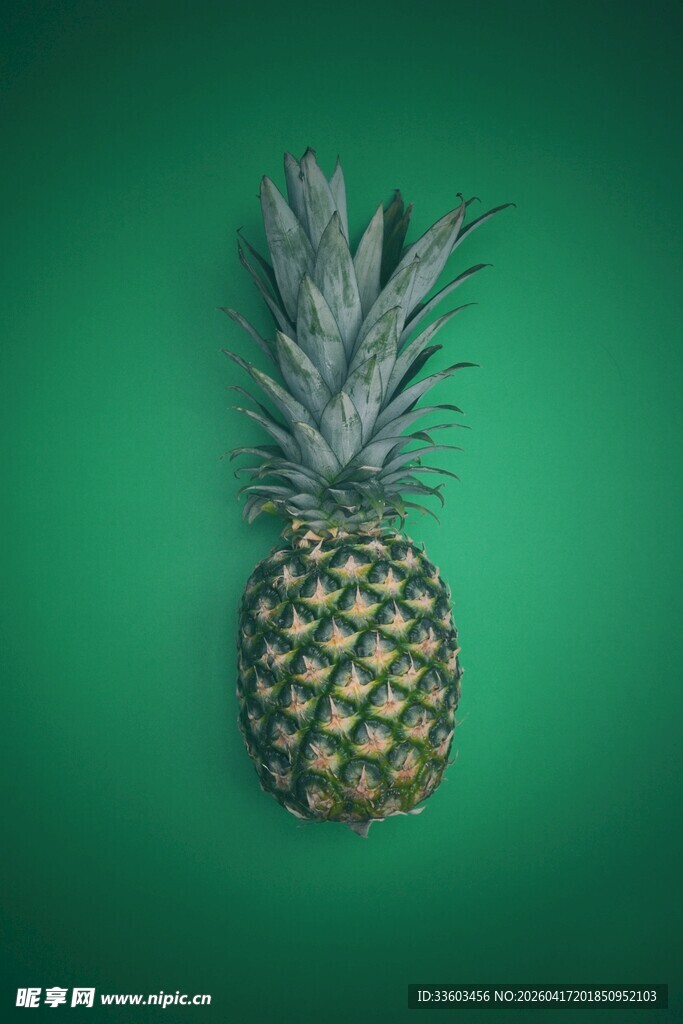 绿色背景上的新鲜菠萝