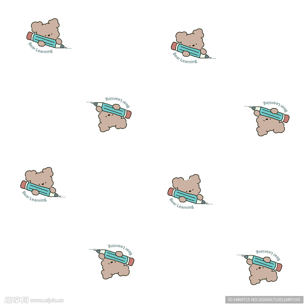 数码印花可爱小熊图案设计元素