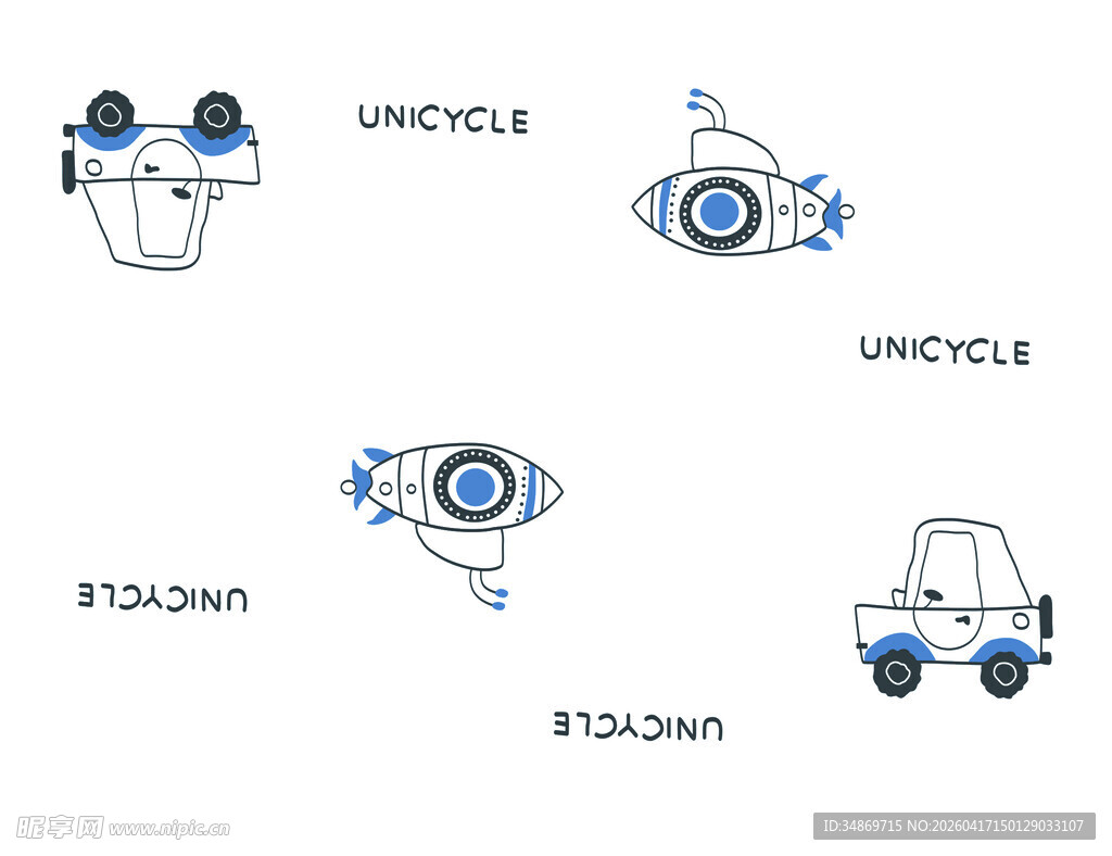 数码印花科技风卡通机械图标集合