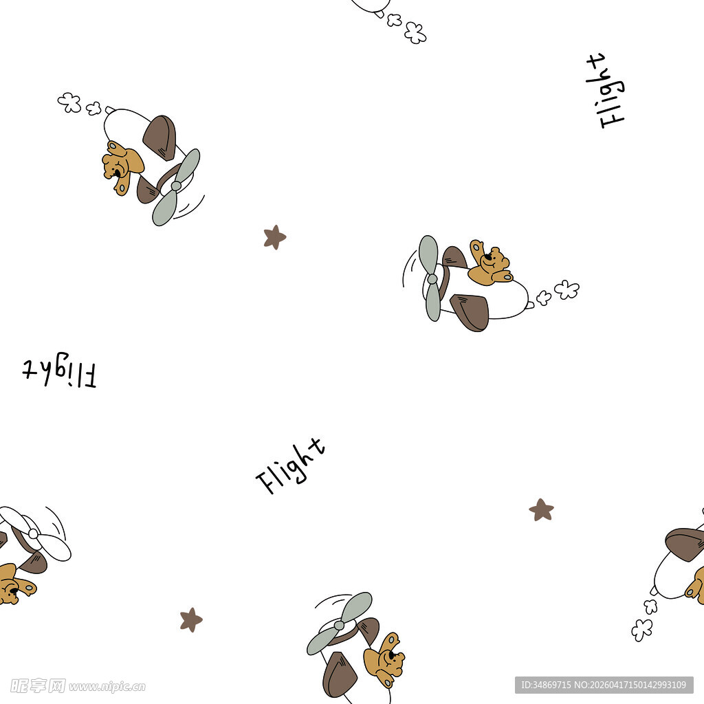 数码印花可爱动物图案无缝背景图