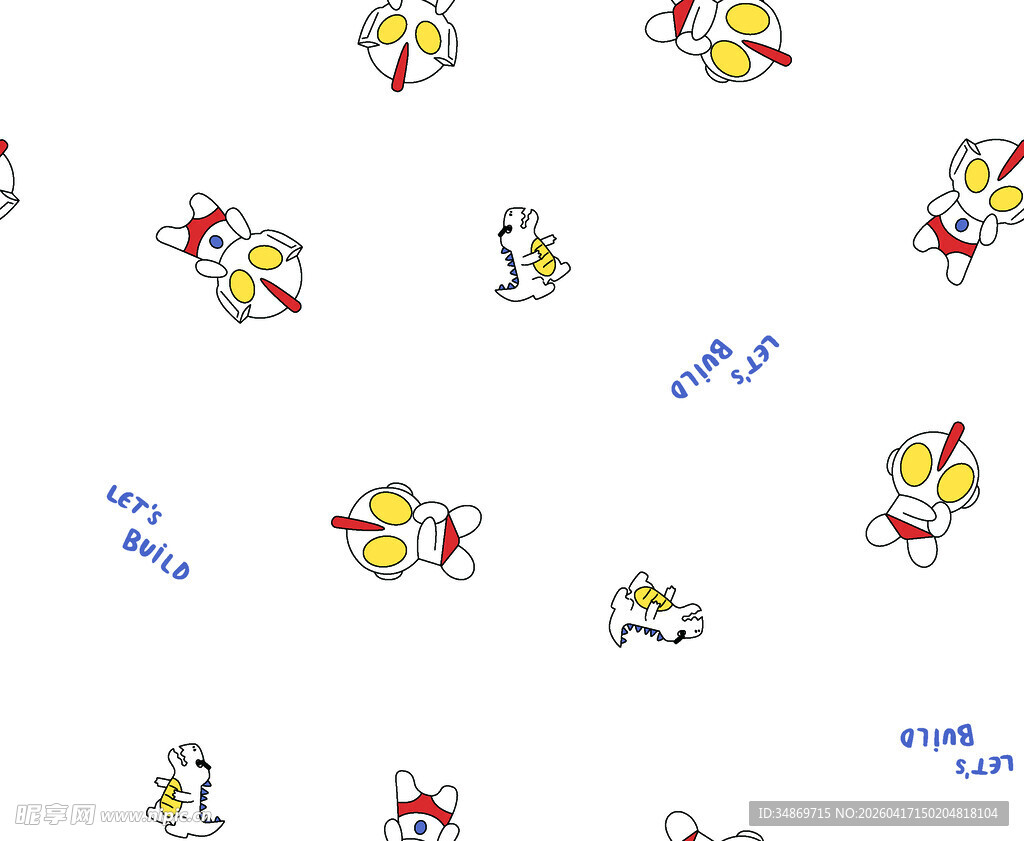 数码印花卡通图案无缝背景图