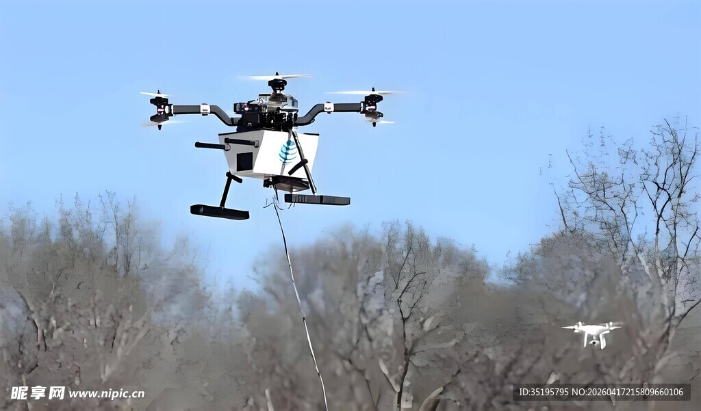 空中飞行的农用无人机