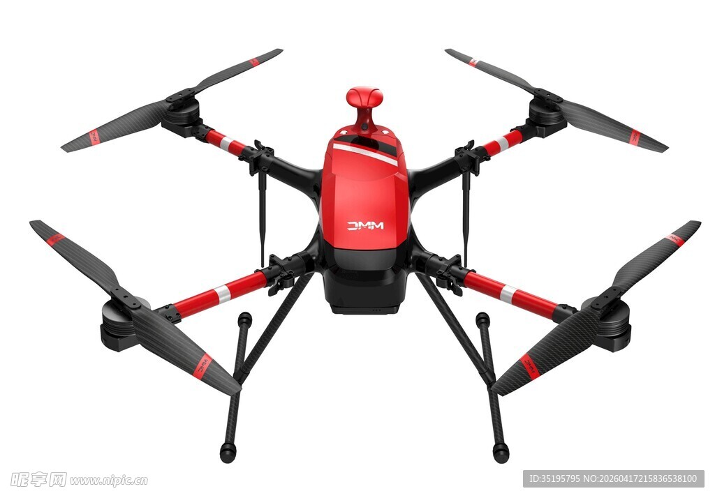 红色四轴无人机特写