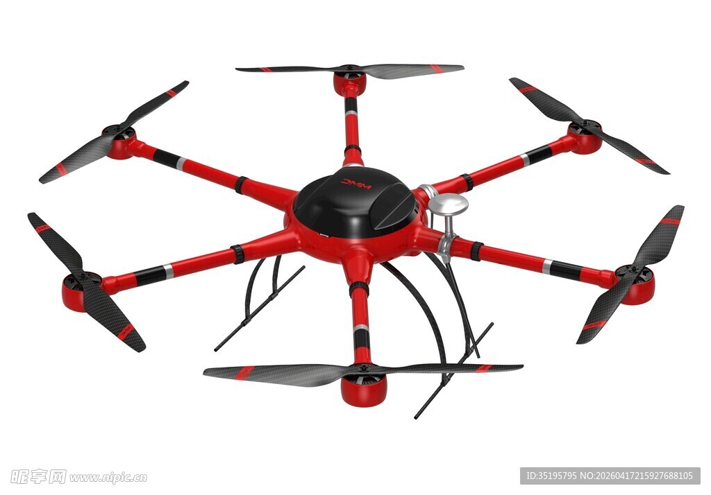 红色多旋翼无人机