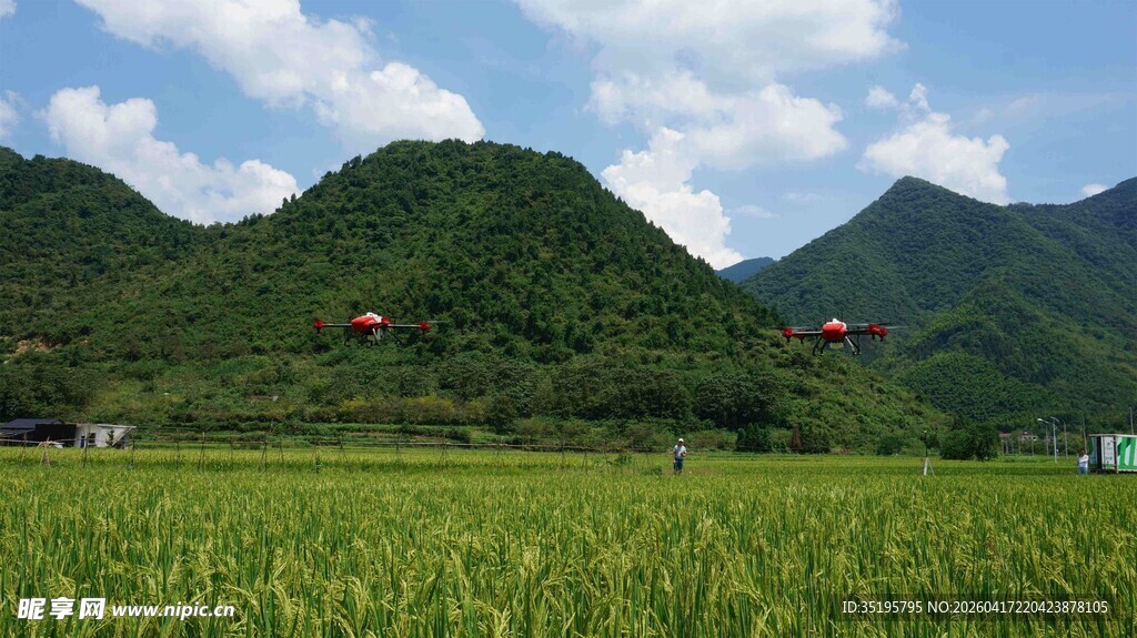 绿野青山间的田园风光