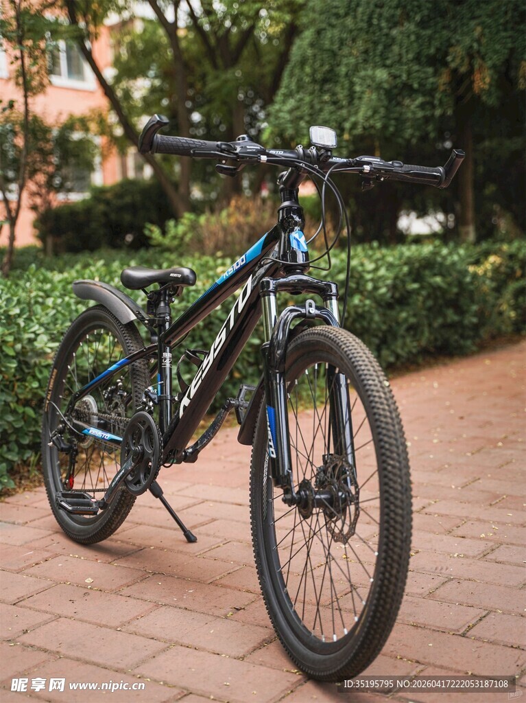 炫酷山地自行车停于砖道
