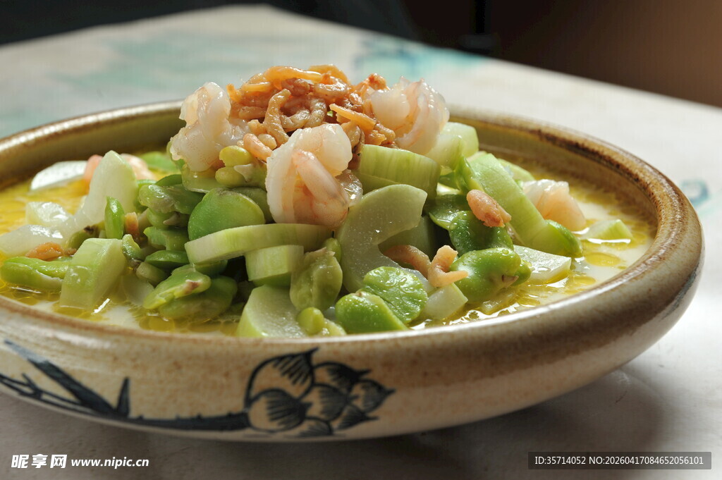 虾仁青菜浓汤美食特写