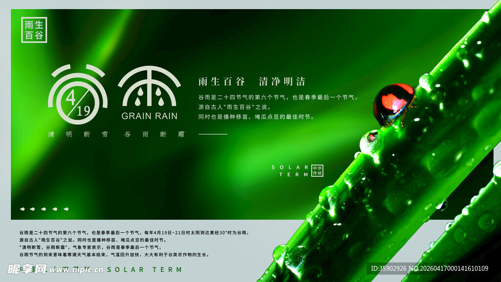 谷雨绿色炫光科技风背景图