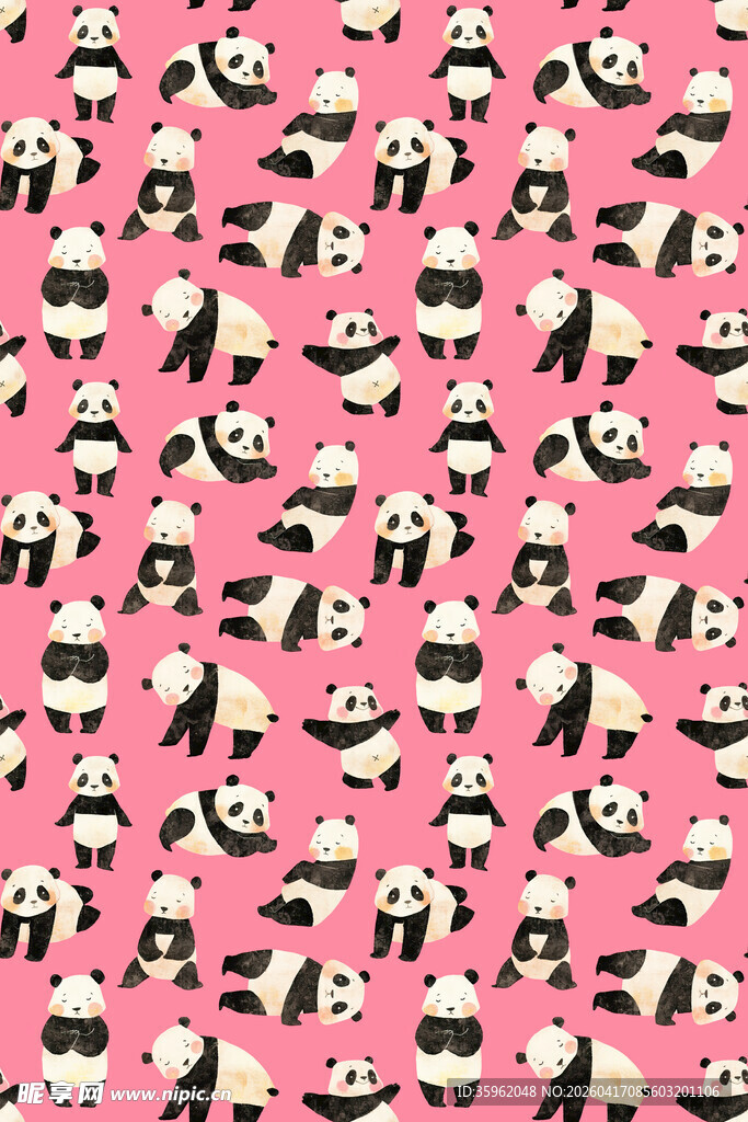 粉色背景熊猫图案纹理