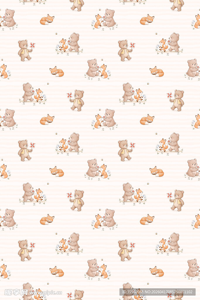 可爱动物图案背景纹理