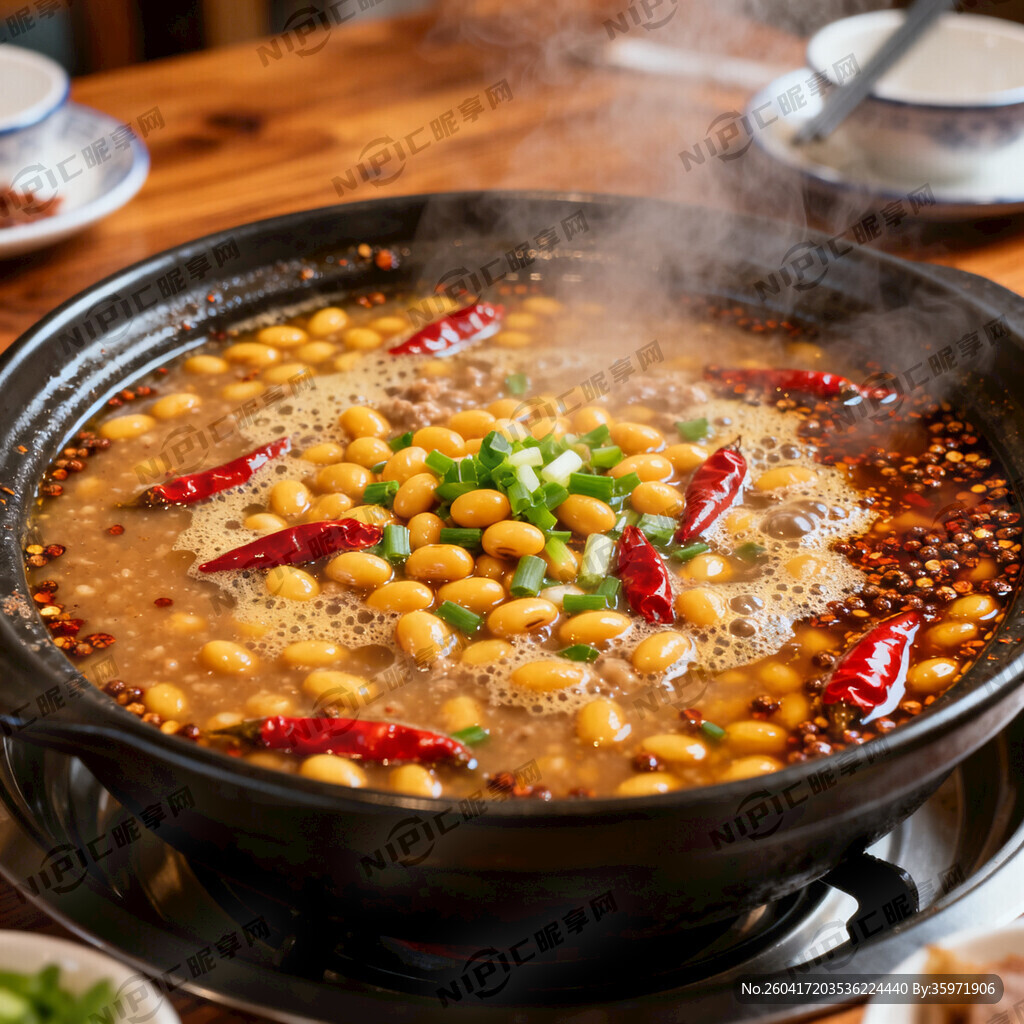 贵州浓汤豆米火锅高清图片