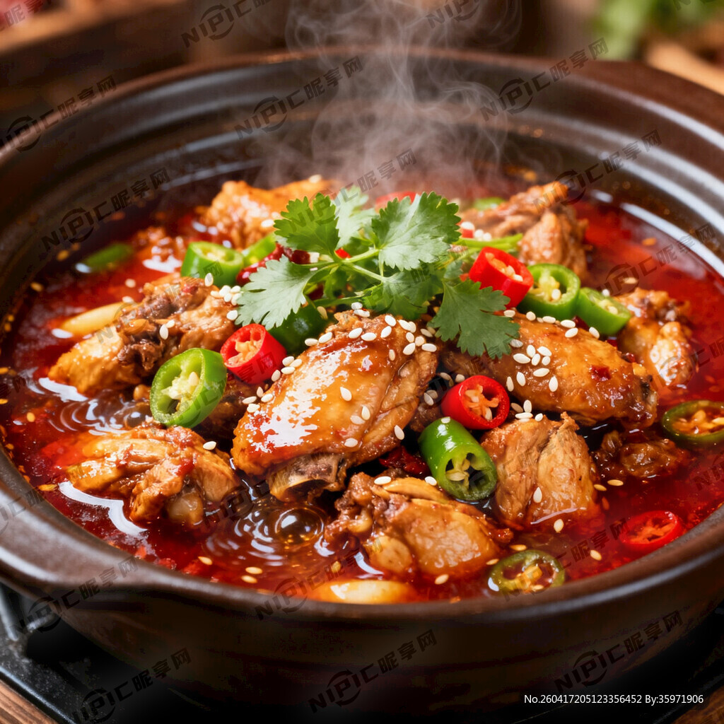 香辣鸡煲高清图片