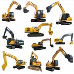 多样挖掘机PNG素材展示