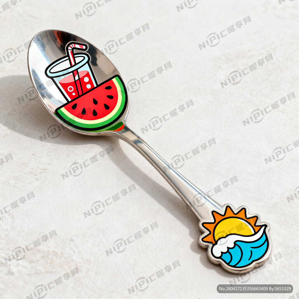 带有夏天喝饮料或吃西瓜元素的不