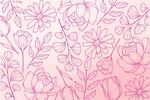 粉色花卉线条装饰图案