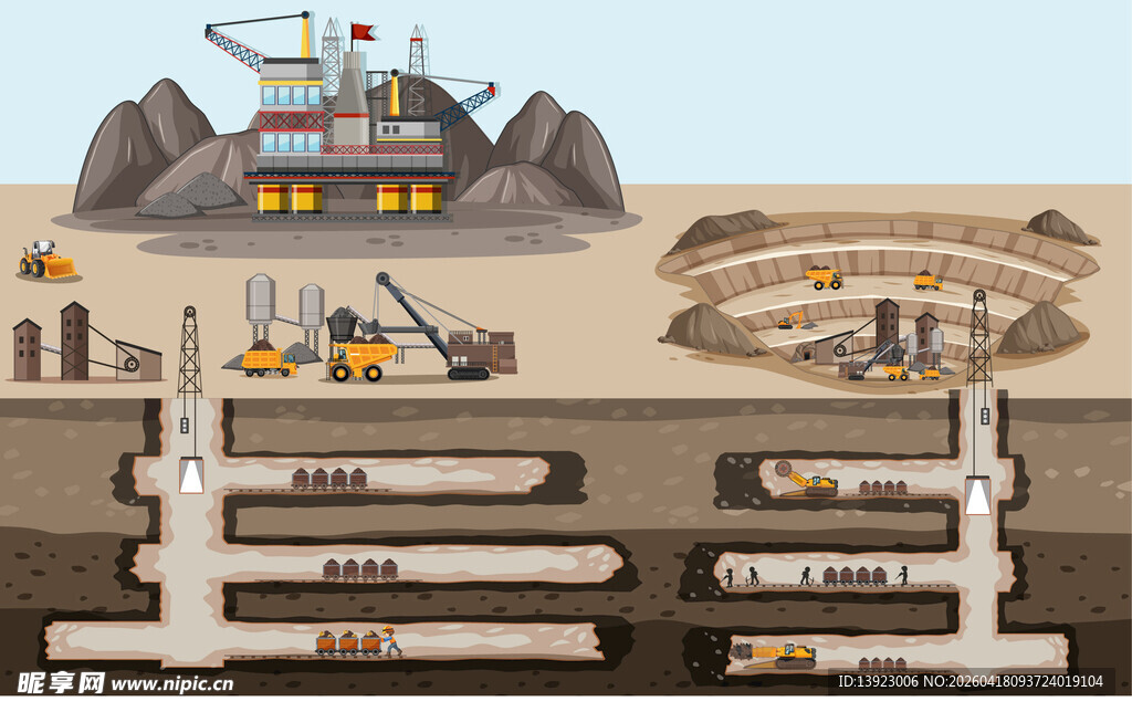 沙漠中的工业设施场景