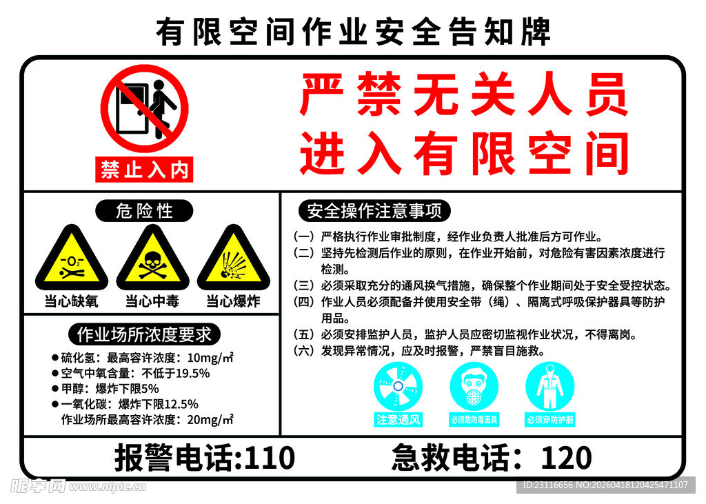 有限空间安全警示标识牌