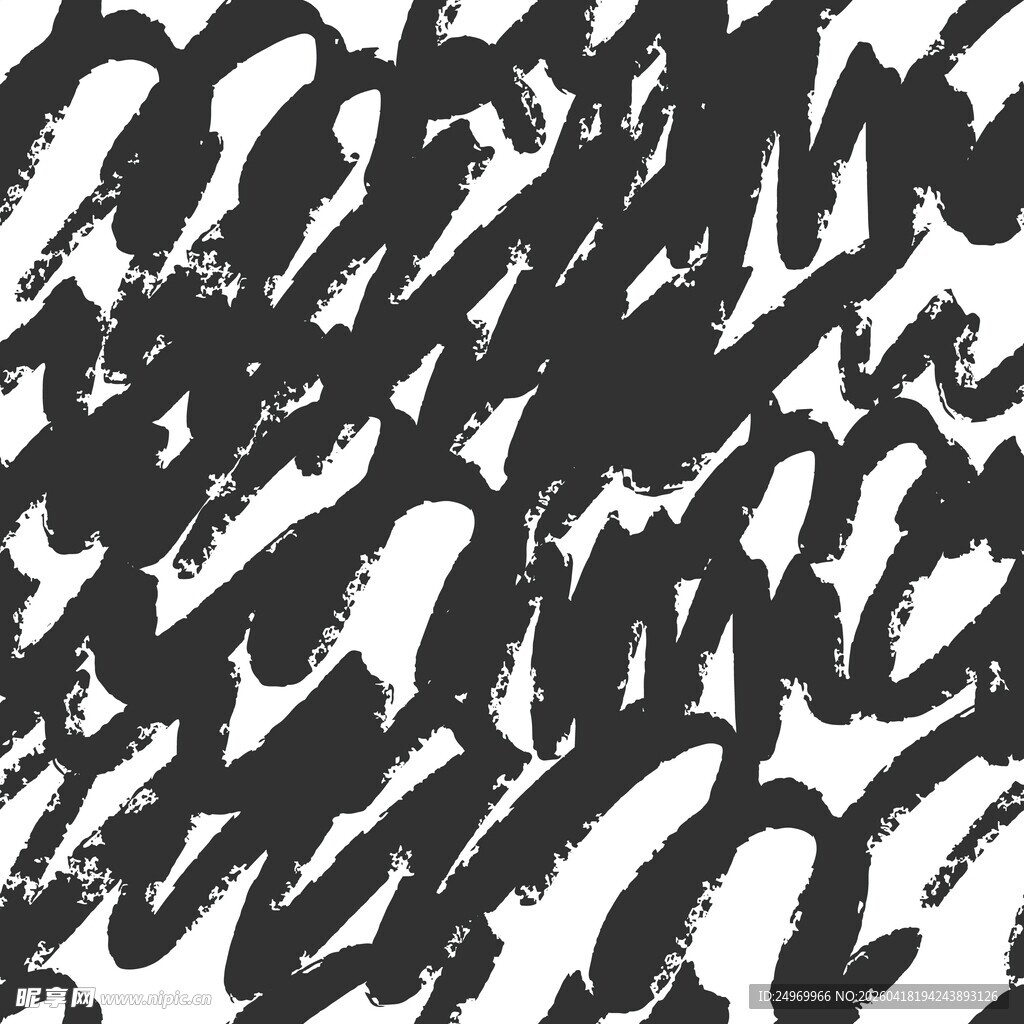 黑白笔触抽象纹理图案