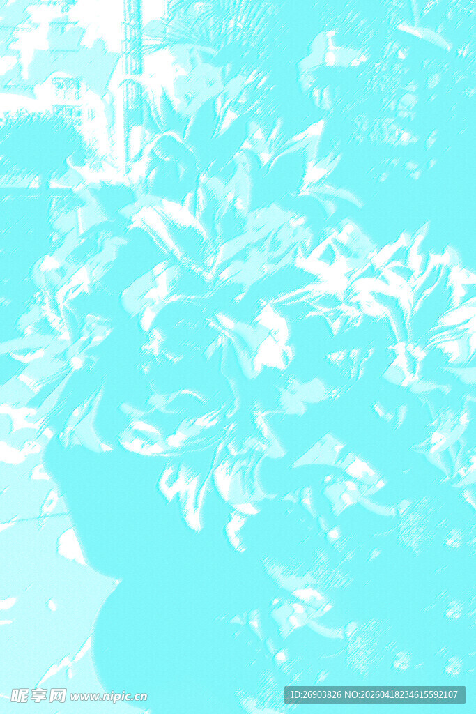 淡蓝色调花卉抽象图案