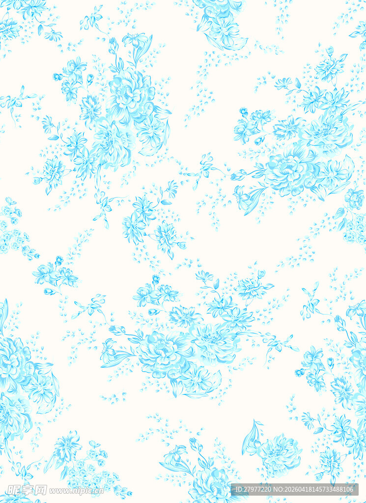 淡蓝色抽象水彩花纹背景